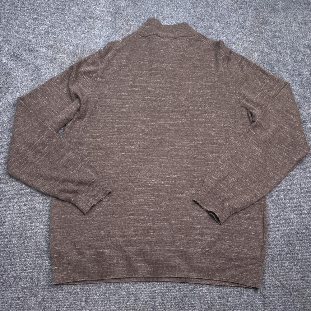 Jos A Bank 1/4 Zip Pullover Knit Sweater Mens Size XL Coffee Brown Mock Neck - Picture 7 of 12